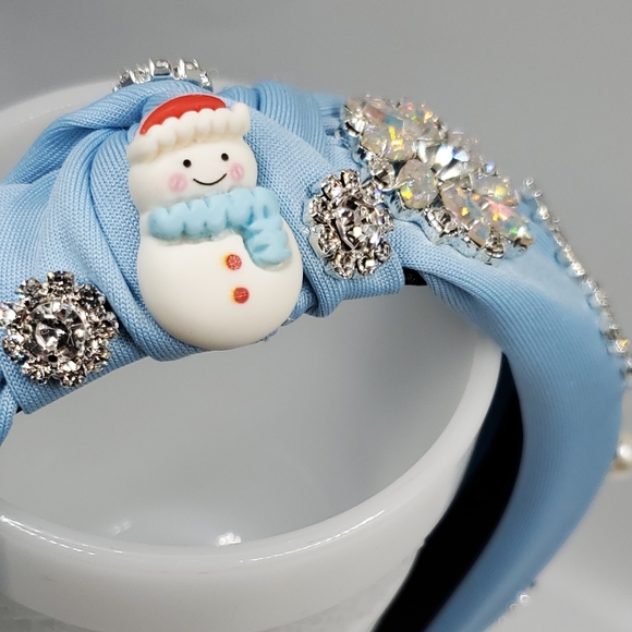 Headband bling handmade winter snowman crystals sparkly Swarovski Christmas main image 6